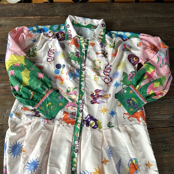 Boutique drop waist balloon sleeved midi dress NWOT size M (8/10) - Picture 9 of 13